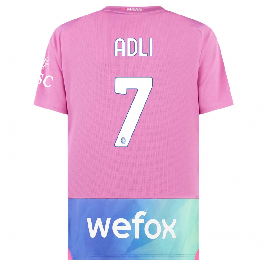 Kinder Fußball Yacine Adli #7 Pink Lila Ausweichtrikot Trikot 2023/24 T-Shirt Luxemburg