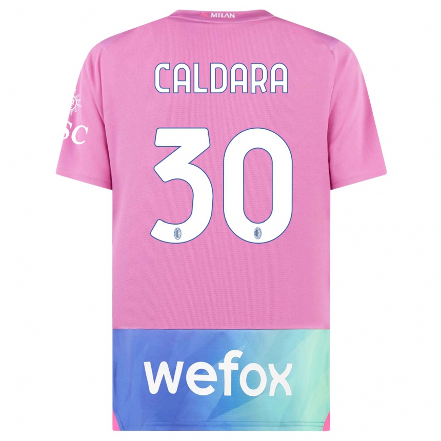 Kinder Fußball Mattia Caldara #30 Pink Lila Ausweichtrikot Trikot 2023/24 T-Shirt Luxemburg