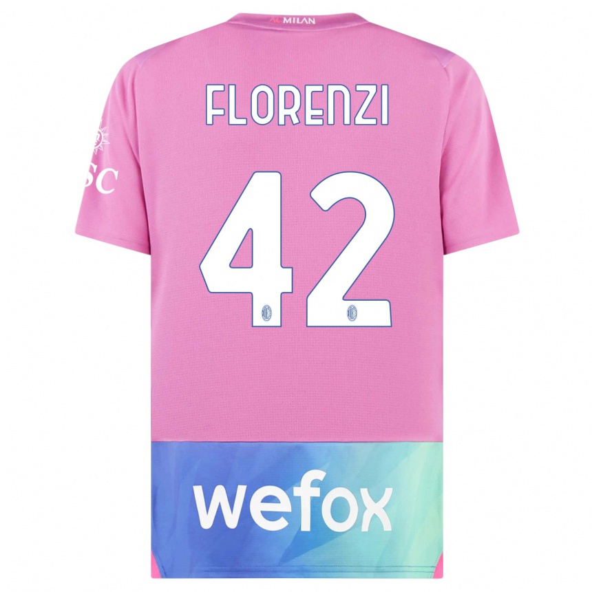 Kinder Fußball Alessandro Florenzi #42 Pink Lila Ausweichtrikot Trikot 2023/24 T-Shirt Luxemburg