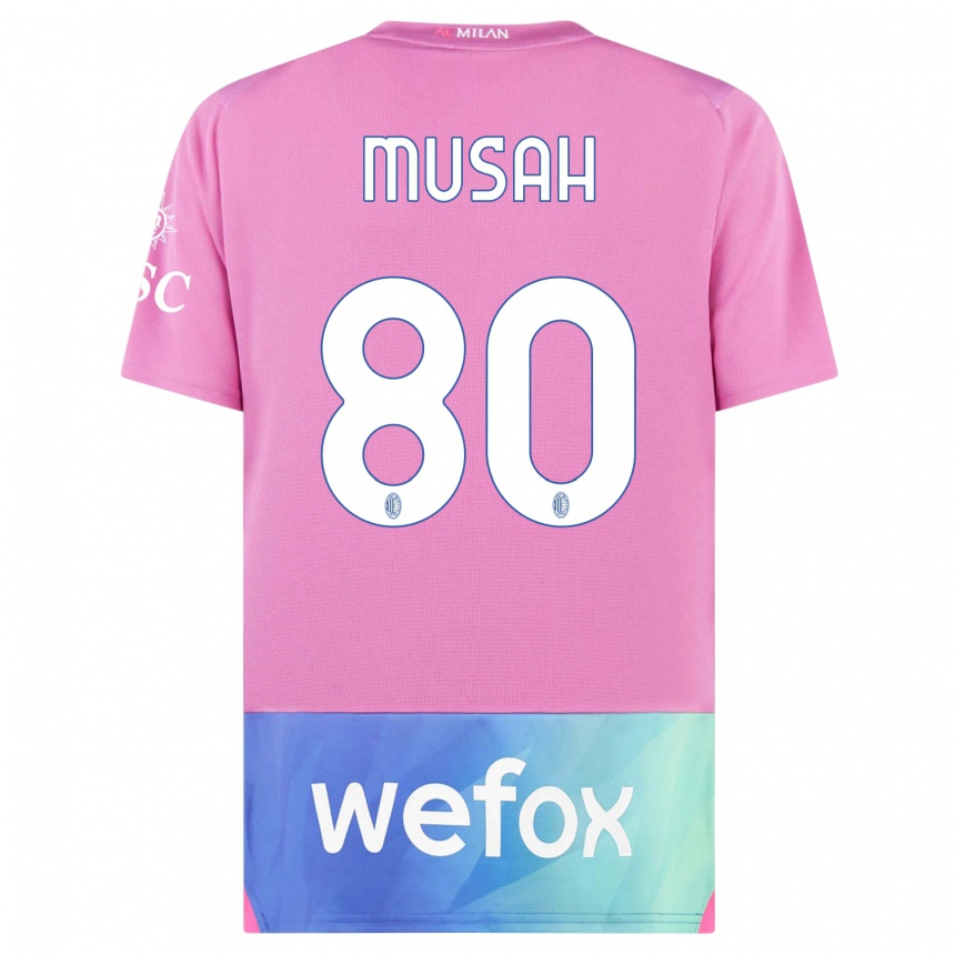 Kinder Fußball Yunus Musah #80 Pink Lila Ausweichtrikot Trikot 2023/24 T-Shirt Luxemburg