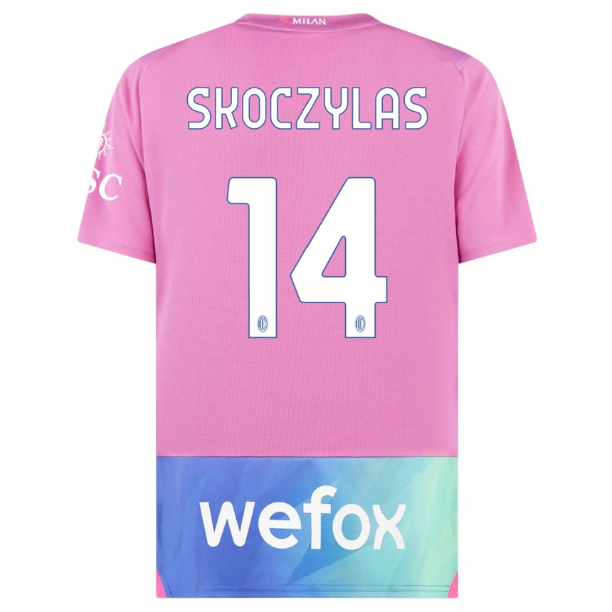 Kinder Fußball Mateusz Skoczylas #14 Pink Lila Ausweichtrikot Trikot 2023/24 T-Shirt Luxemburg