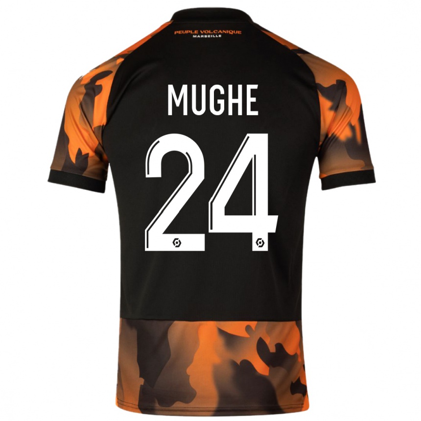 Kinder Fußball François Mughe #24 Schwarzorange Ausweichtrikot Trikot 2023/24 T-Shirt Luxemburg