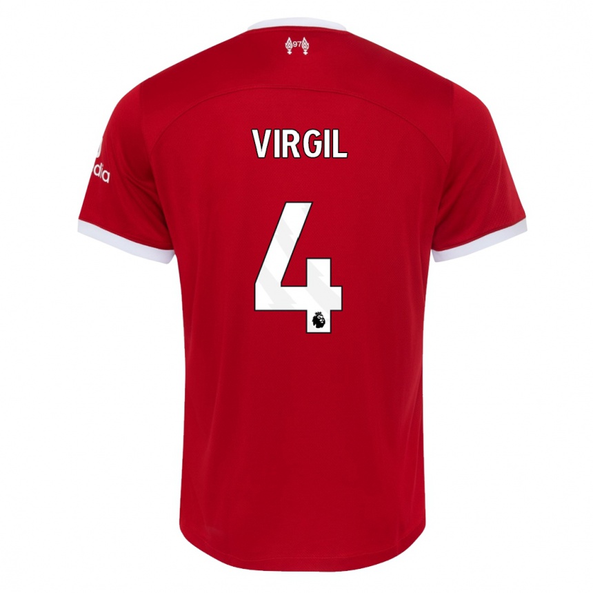 Herren Fußball Virgil Van Dijk #4 Rot Heimtrikot Trikot 2023/24 T-Shirt Luxemburg