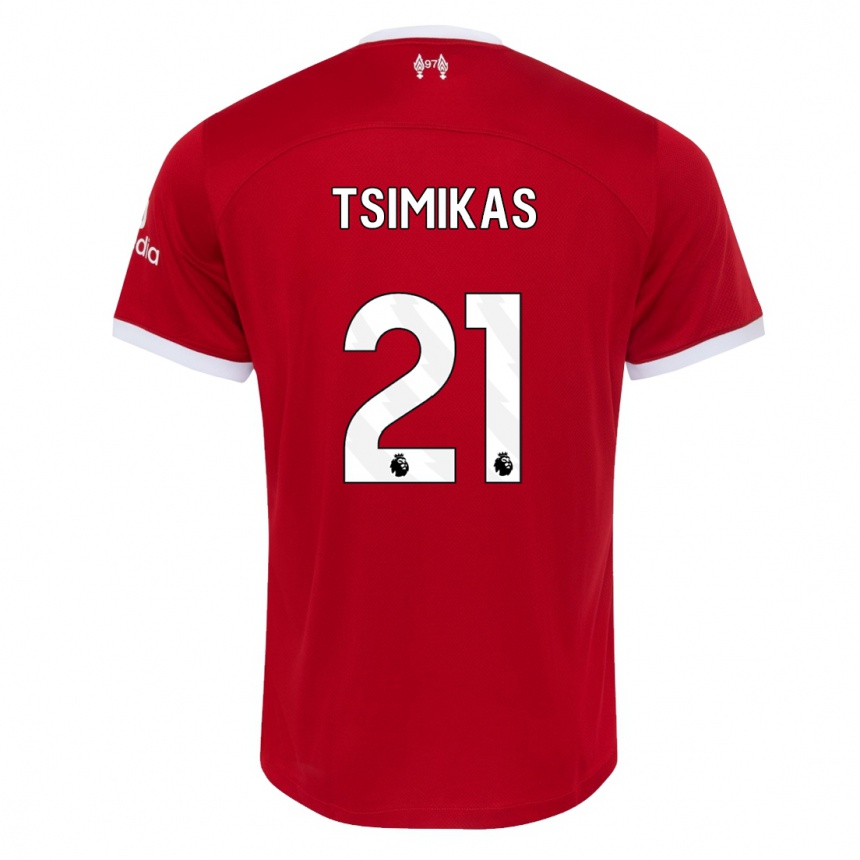Herren Fußball Konstantinos Tsimikas #21 Rot Heimtrikot Trikot 2023/24 T-Shirt Luxemburg