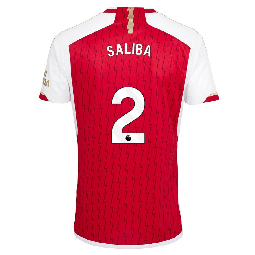 Herren Fußball William Saliba #2 Rot Heimtrikot Trikot 2023/24 T-Shirt Luxemburg