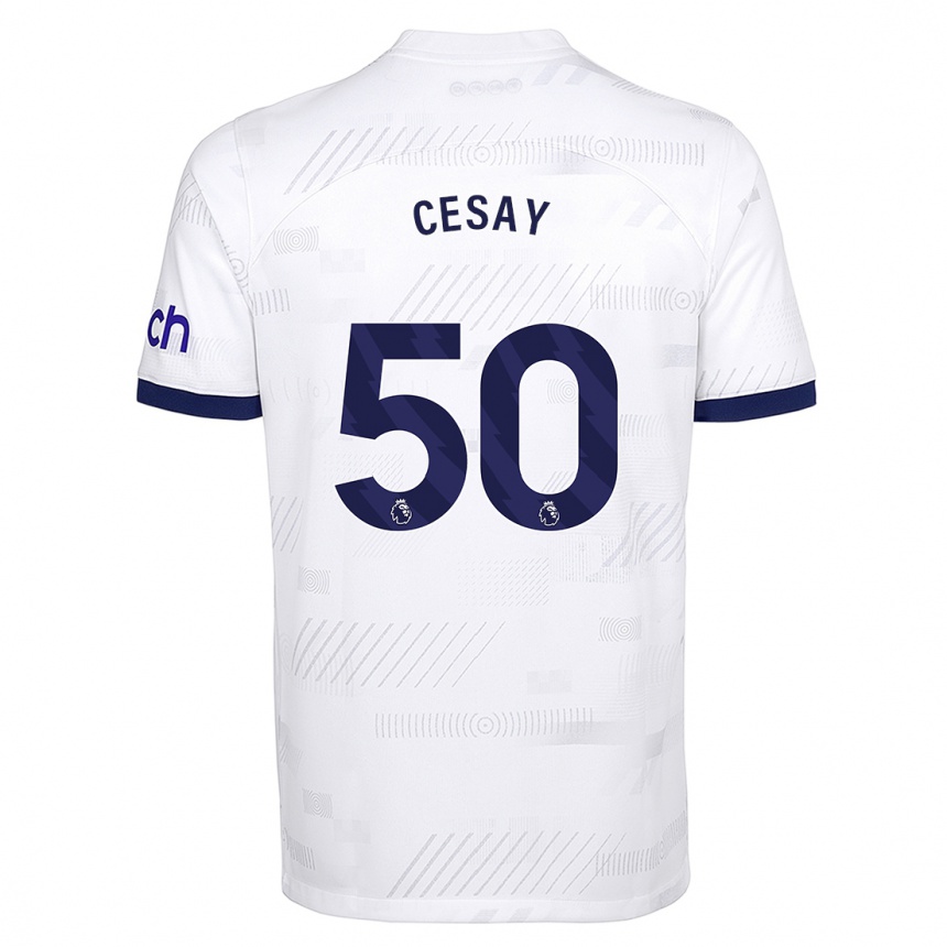 Herren Fußball Kallum Cesay #50 Weiß Heimtrikot Trikot 2023/24 T-Shirt Luxemburg