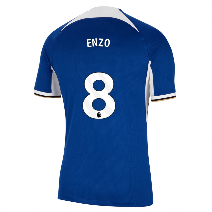 Herren Fußball Enzo Fernandez #8 Blau Heimtrikot Trikot 2023/24 T-Shirt Luxemburg