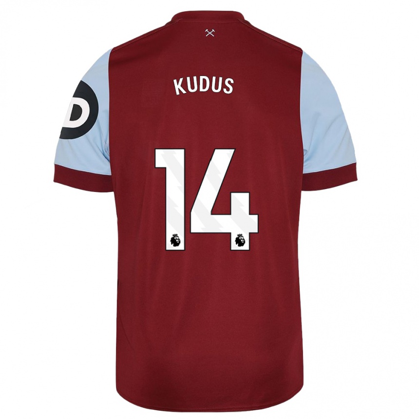 Herren Fußball Mohammed Kudus #14 Kastanienbraun Heimtrikot Trikot 2023/24 T-Shirt Luxemburg