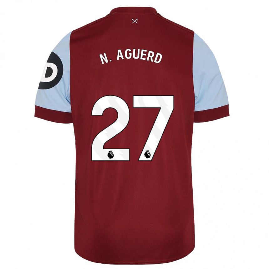 Herren Fußball Nayef Aguerd #27 Kastanienbraun Heimtrikot Trikot 2023/24 T-Shirt Luxemburg