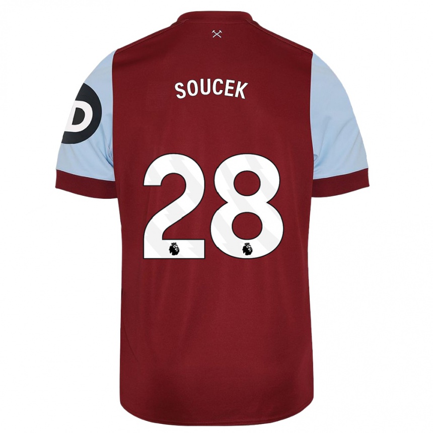 Herren Fußball Tomas Soucek #28 Kastanienbraun Heimtrikot Trikot 2023/24 T-Shirt Luxemburg