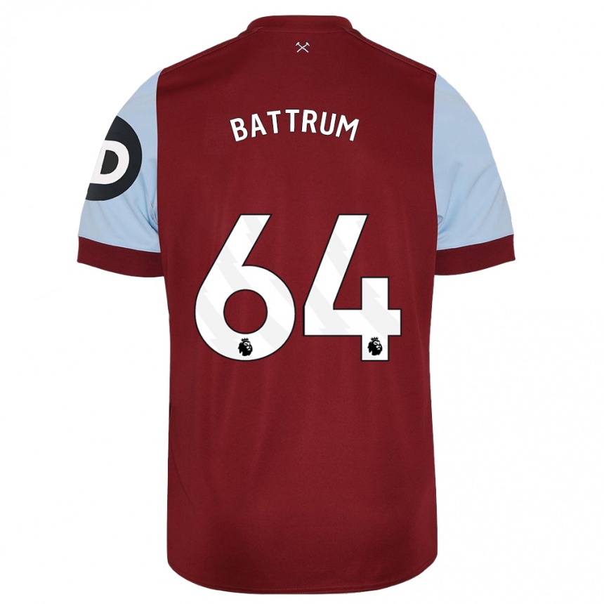 Herren Fußball Ryan Battrum #64 Kastanienbraun Heimtrikot Trikot 2023/24 T-Shirt Luxemburg