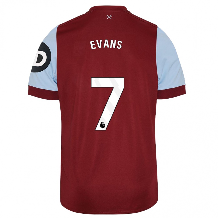 Herren Fußball Lisa Evans #7 Kastanienbraun Heimtrikot Trikot 2023/24 T-Shirt Luxemburg