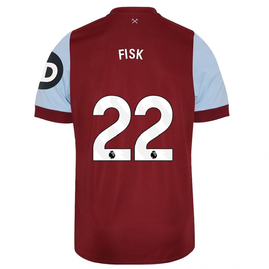 Herren Fußball Grace Fisk #22 Kastanienbraun Heimtrikot Trikot 2023/24 T-Shirt Luxemburg