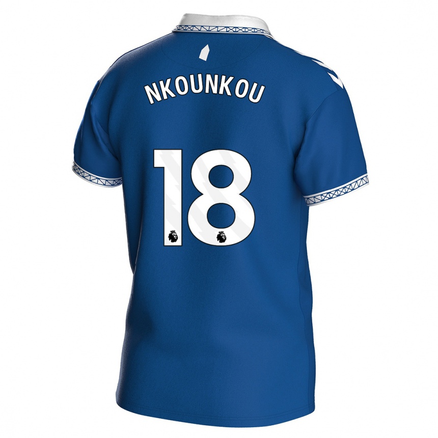 Herren Fußball Niels Nkounkou #18 Königsblau Heimtrikot Trikot 2023/24 T-Shirt Luxemburg