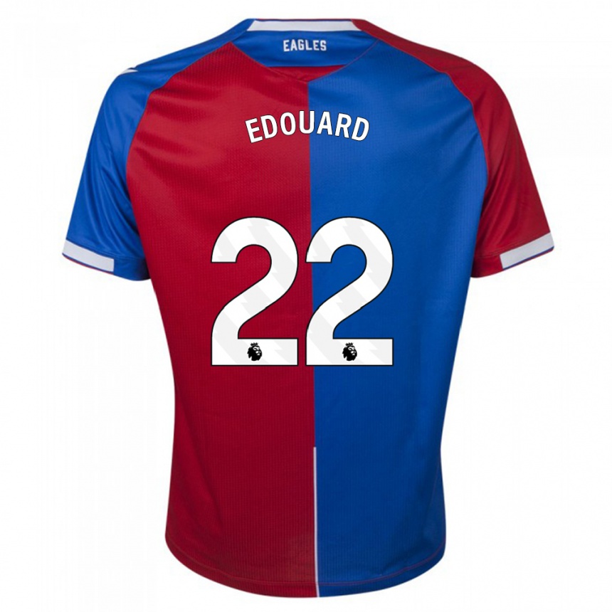 Herren Fußball Odsonne Edouard #22 Rot Blau Heimtrikot Trikot 2023/24 T-Shirt Luxemburg