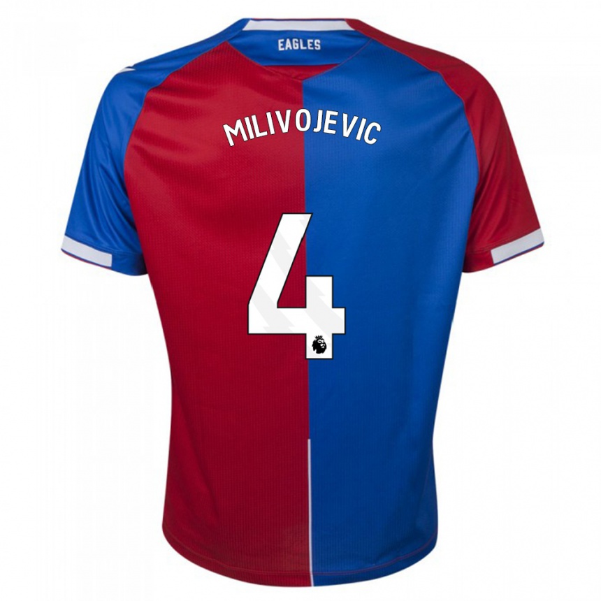 Herren Fußball Luka Milivojevic #4 Rot Blau Heimtrikot Trikot 2023/24 T-Shirt Luxemburg