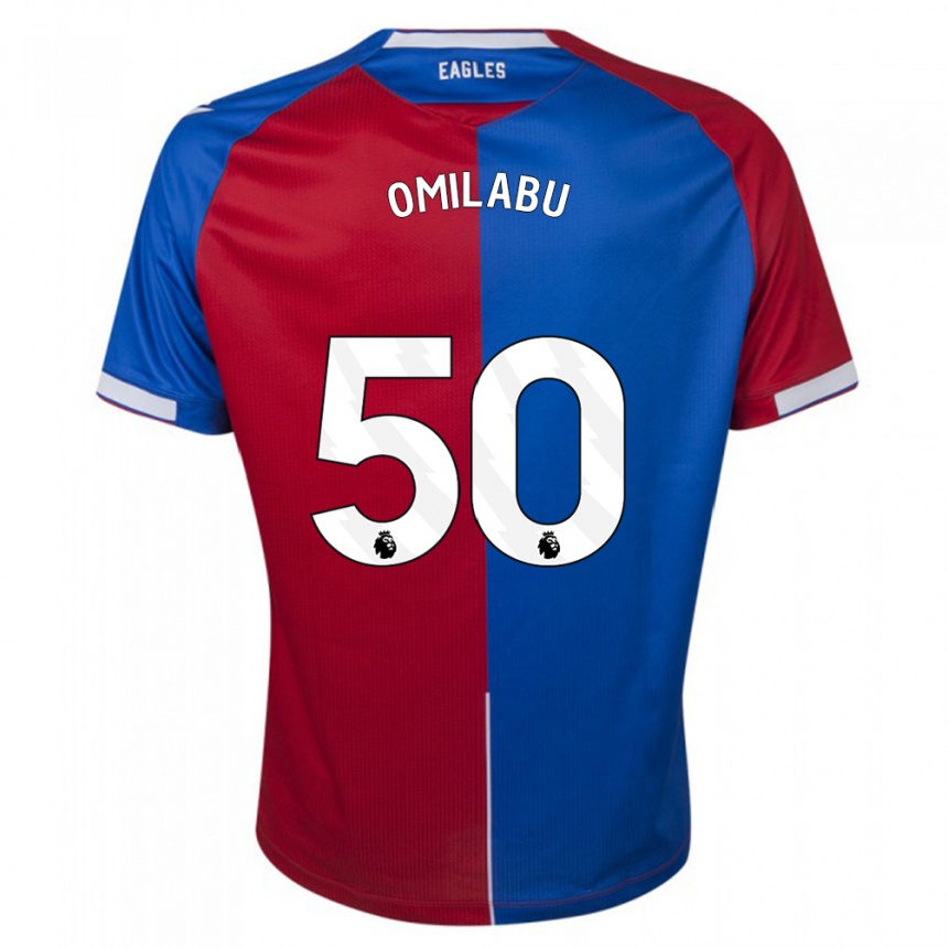 Herren Fußball David Omilabu #50 Rot Blau Heimtrikot Trikot 2023/24 T-Shirt Luxemburg