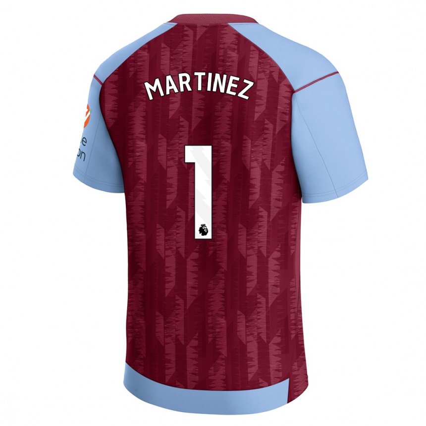 Herren Fußball Emiliano Martinez #1 Weinrotblau Heimtrikot Trikot 2023/24 T-Shirt Luxemburg