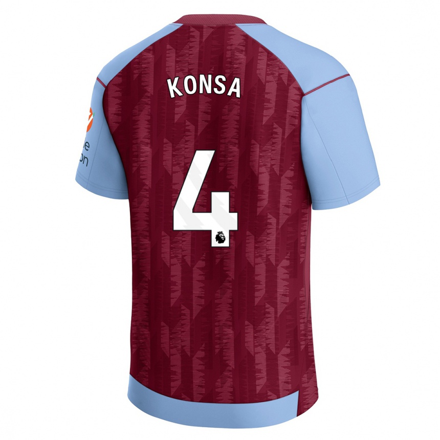Herren Fußball Ezri Konsa #4 Weinrotblau Heimtrikot Trikot 2023/24 T-Shirt Luxemburg