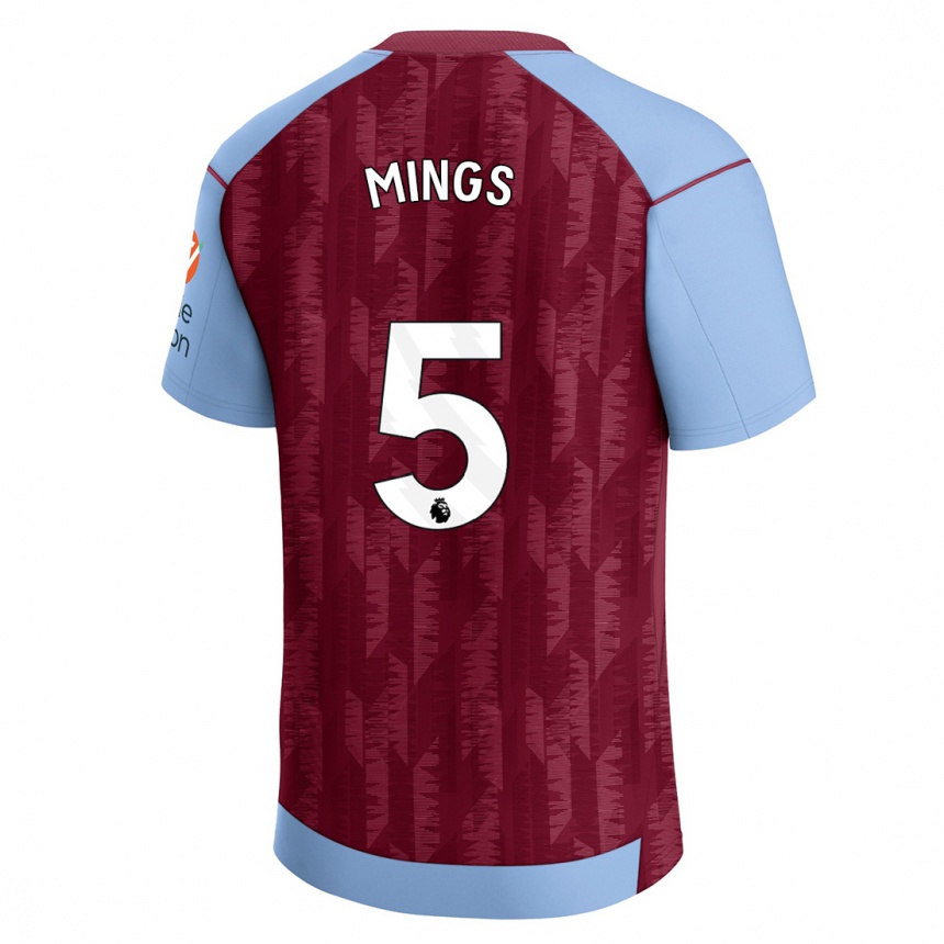 Herren Fußball Tyrone Mings #5 Weinrotblau Heimtrikot Trikot 2023/24 T-Shirt Luxemburg