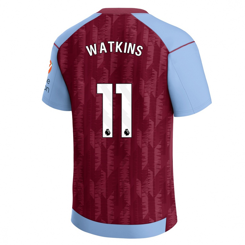 Herren Fußball Ollie Watkins #11 Weinrotblau Heimtrikot Trikot 2023/24 T-Shirt Luxemburg