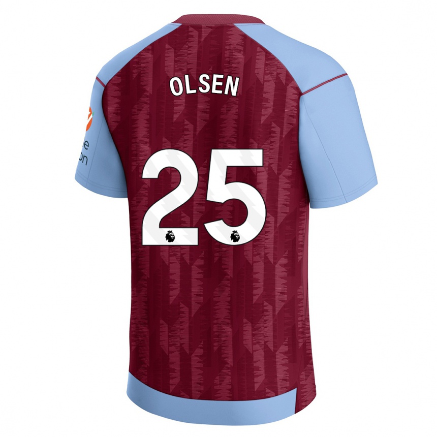 Herren Fußball Robin Olsen #25 Weinrotblau Heimtrikot Trikot 2023/24 T-Shirt Luxemburg