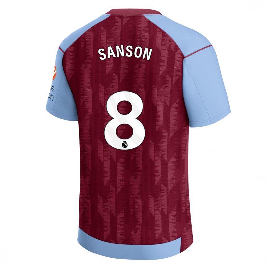 Herren Fußball Morgan Sanson #8 Weinrotblau Heimtrikot Trikot 2023/24 T-Shirt Luxemburg