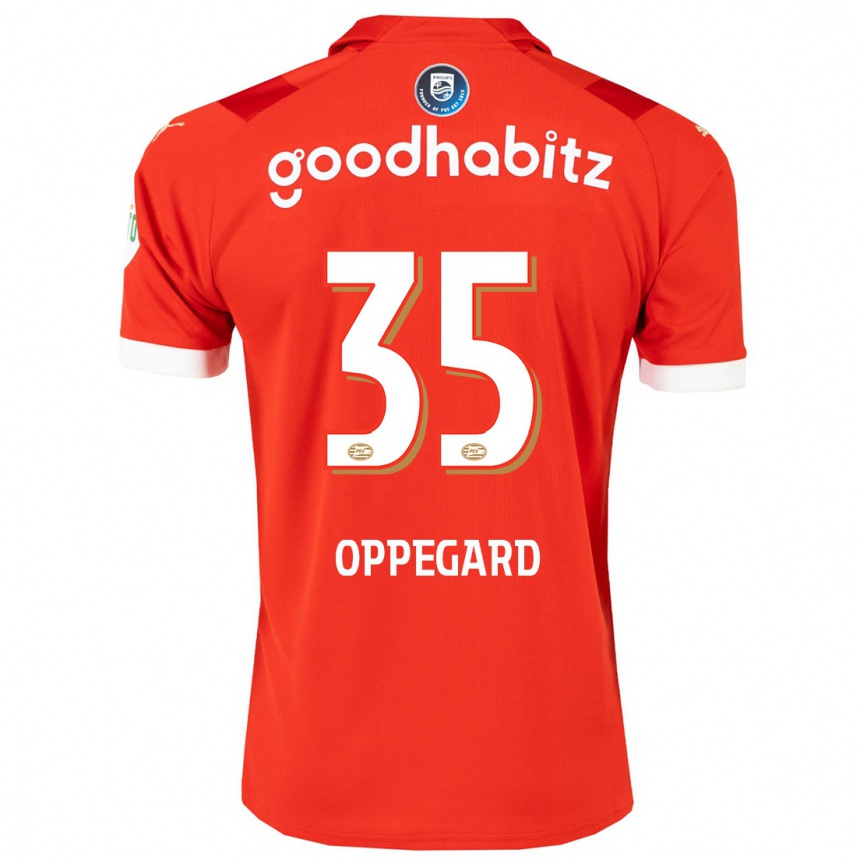 Herren Fußball Fredrik Oppegard #35 Rot Heimtrikot Trikot 2023/24 T-Shirt Luxemburg