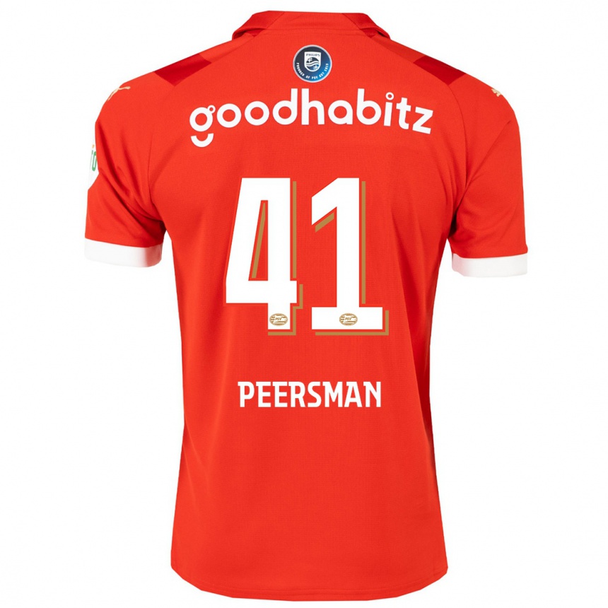Herren Fußball Kjell Peersman #41 Rot Heimtrikot Trikot 2023/24 T-Shirt Luxemburg