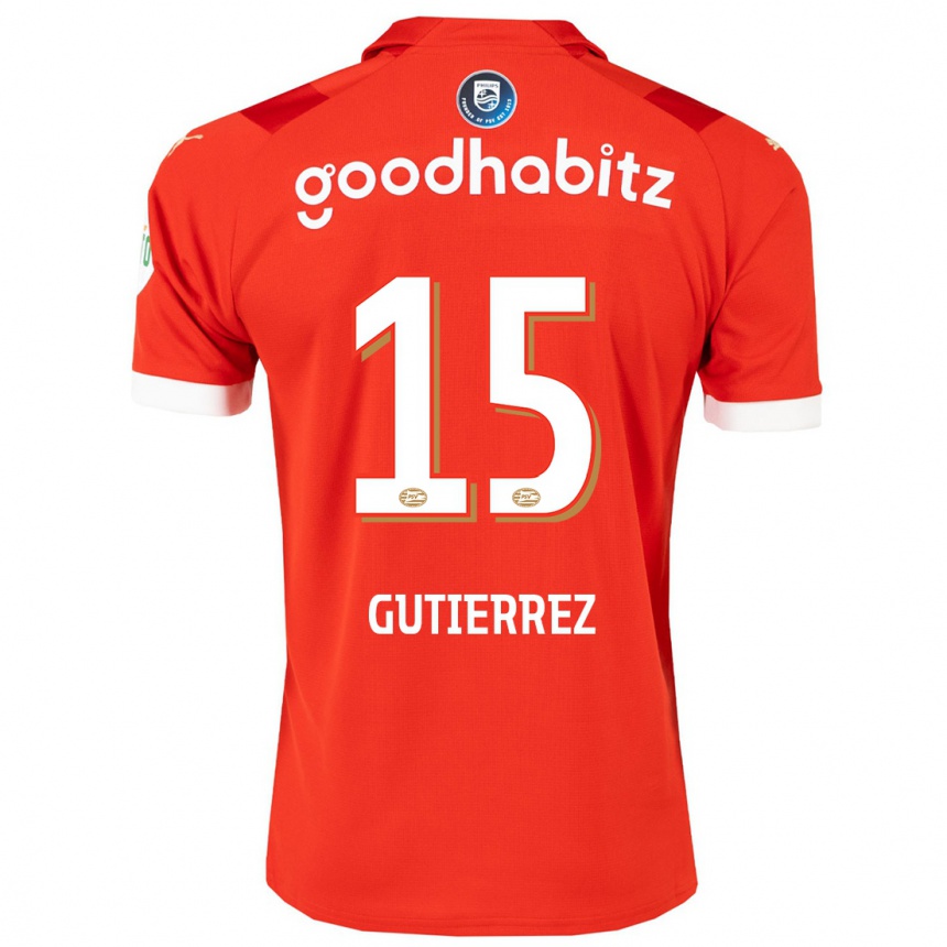 Herren Fußball Erick Gutierrez #15 Rot Heimtrikot Trikot 2023/24 T-Shirt Luxemburg