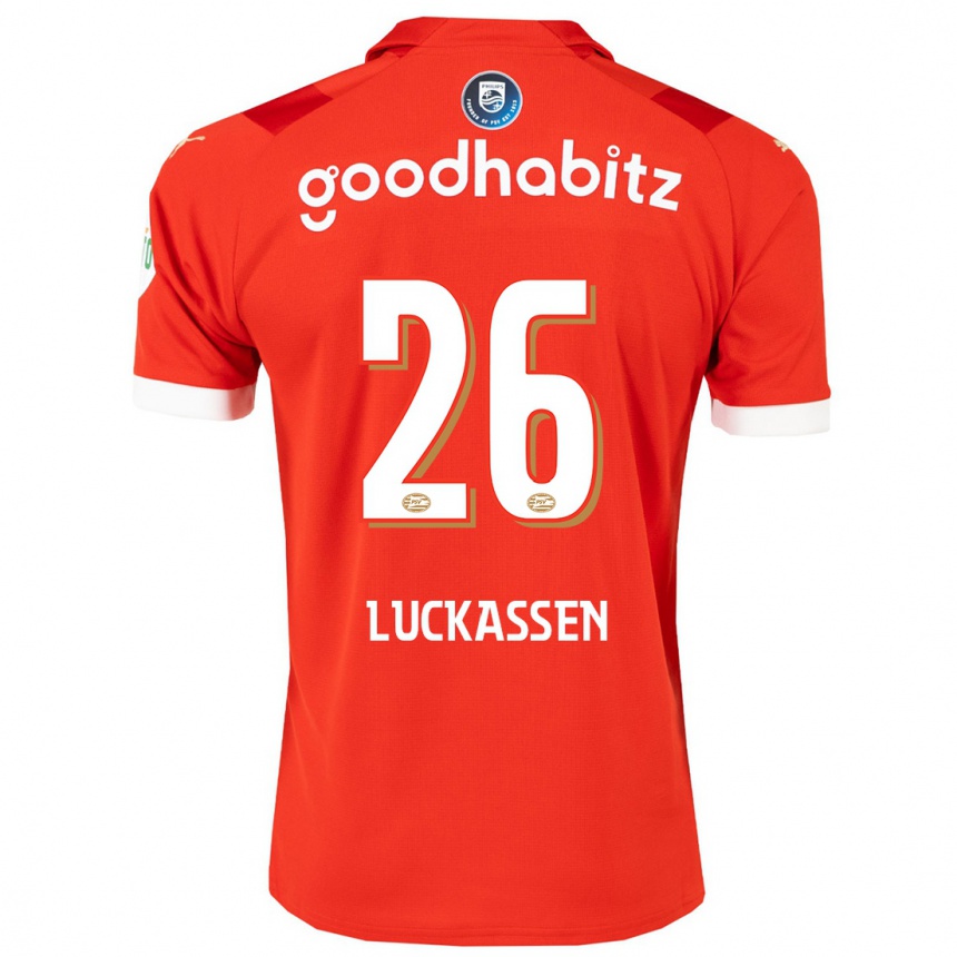 Herren Fußball Derrick Luckassen #26 Rot Heimtrikot Trikot 2023/24 T-Shirt Luxemburg