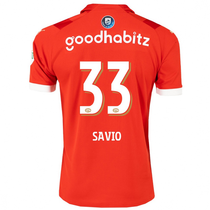 Herren Fußball Savio #33 Rot Heimtrikot Trikot 2023/24 T-Shirt Luxemburg