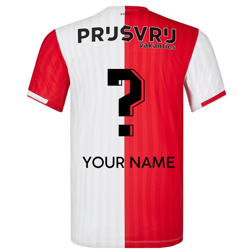 Herren Fußball Ihren Namen #0 Rot-Weiss Heimtrikot Trikot 2023/24 T-Shirt Luxemburg