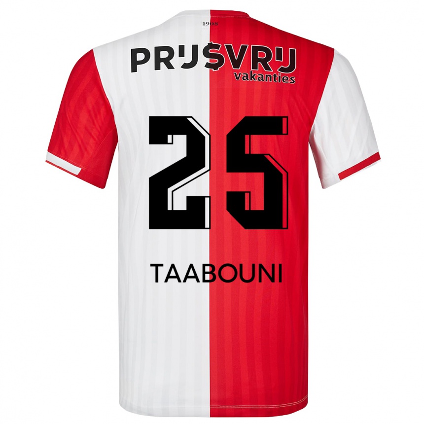 Herren Fußball Mohamed Taabouni #25 Rot-Weiss Heimtrikot Trikot 2023/24 T-Shirt Luxemburg