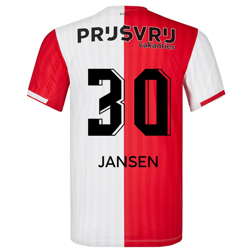 Herren Fußball Thijs Jansen #30 Rot-Weiss Heimtrikot Trikot 2023/24 T-Shirt Luxemburg
