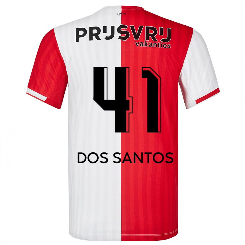Herren Fußball Giuliany Ben-David Dos Santos #41 Rot-Weiss Heimtrikot Trikot 2023/24 T-Shirt Luxemburg