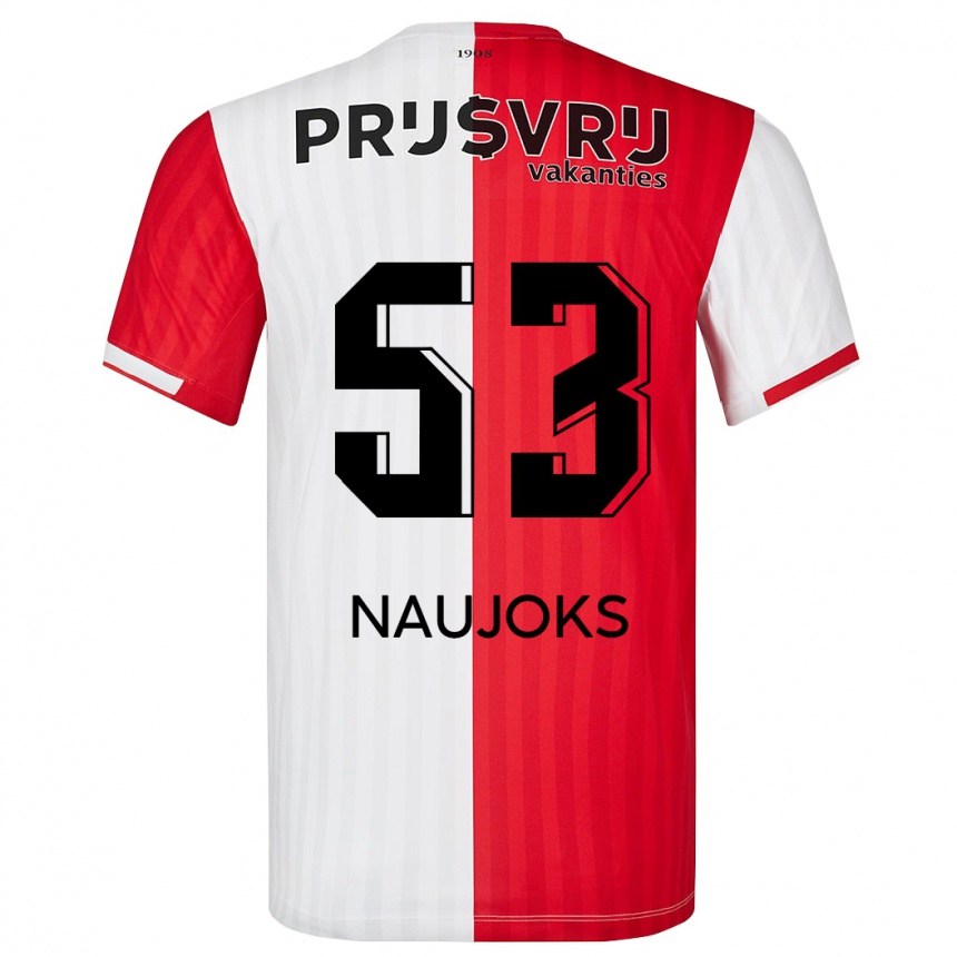 Herren Fußball Noah Naujoks #53 Rot-Weiss Heimtrikot Trikot 2023/24 T-Shirt Luxemburg