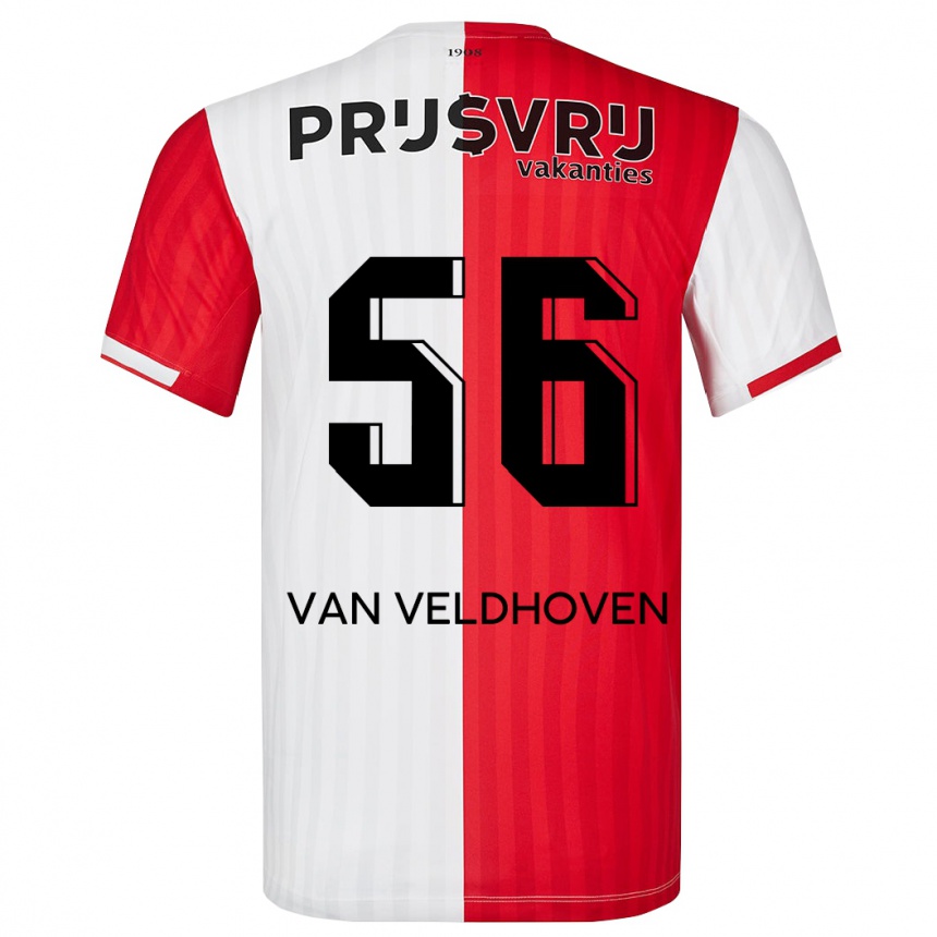 Herren Fußball Kars Van Veldhoven #56 Rot-Weiss Heimtrikot Trikot 2023/24 T-Shirt Luxemburg
