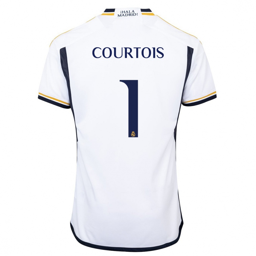Herren Fußball Thibaut Courtois #1 Weiß Heimtrikot Trikot 2023/24 T-Shirt Luxemburg