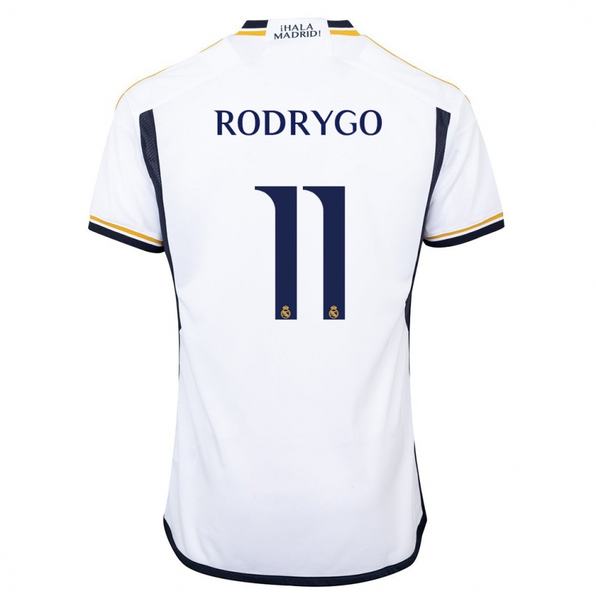 Herren Fußball Rodrygo #11 Weiß Heimtrikot Trikot 2023/24 T-Shirt Luxemburg