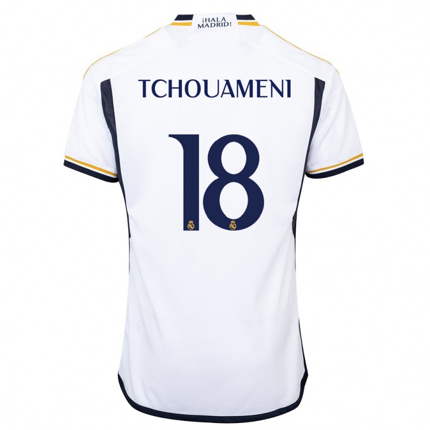 Herren Fußball Aurelien Tchouameni #18 Weiß Heimtrikot Trikot 2023/24 T-Shirt Luxemburg