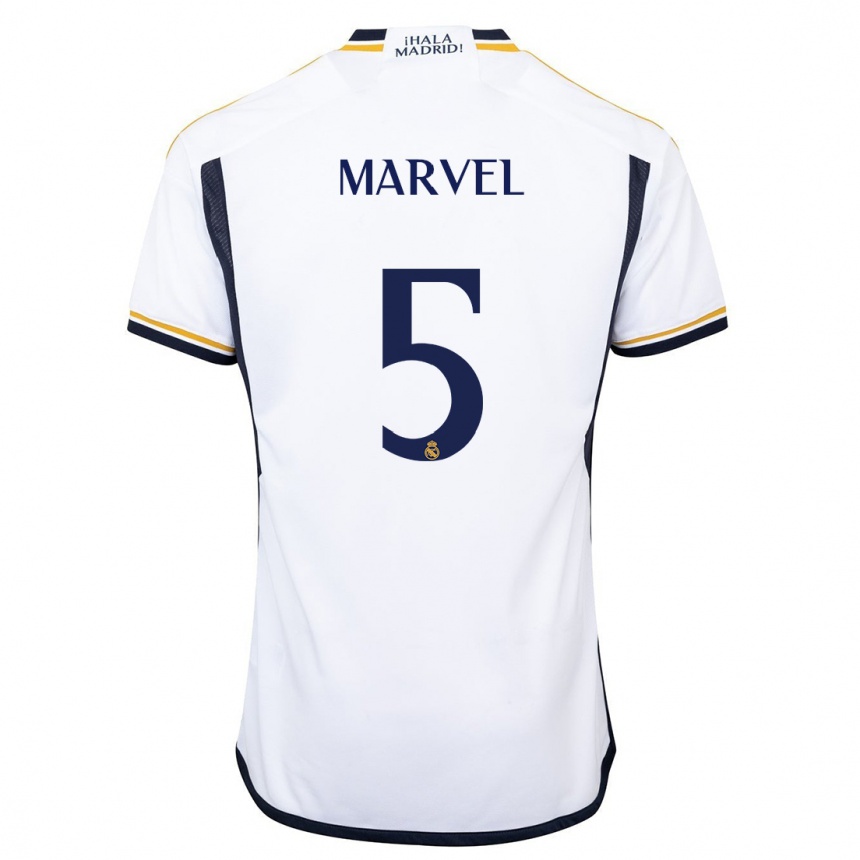 Herren Fußball Marvel #5 Weiß Heimtrikot Trikot 2023/24 T-Shirt Luxemburg