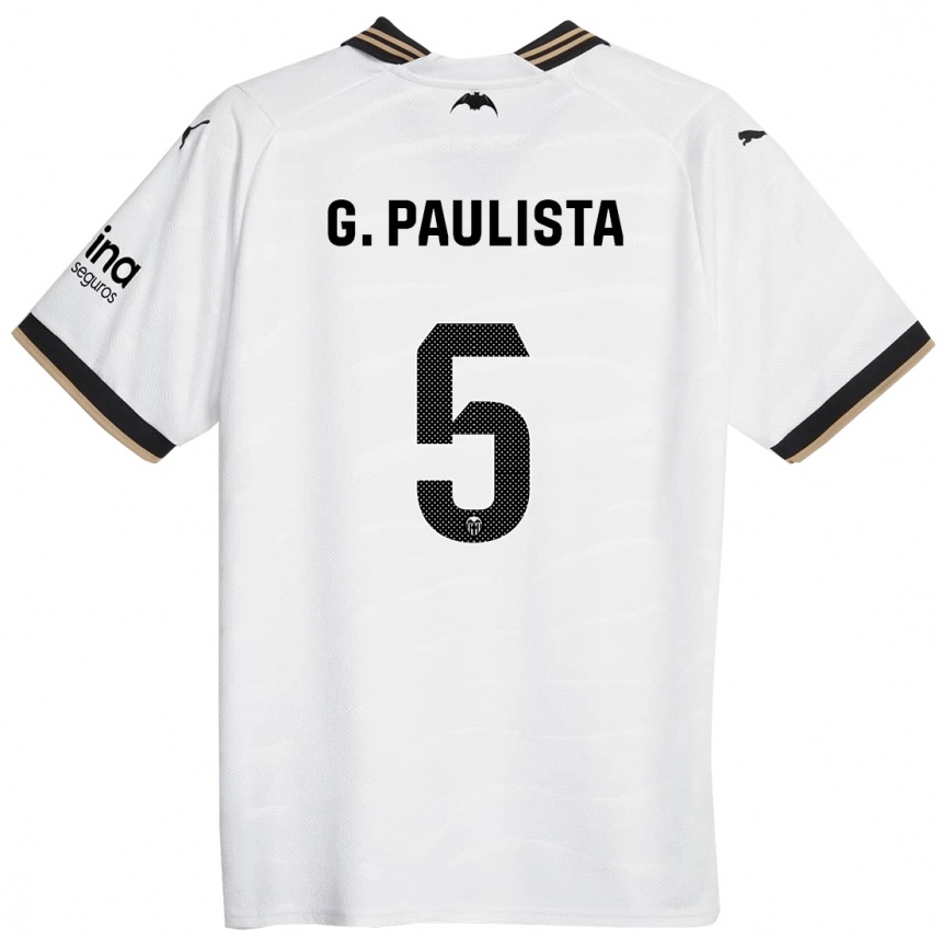 Herren Fußball Gabriel Paulista #5 Weiß Heimtrikot Trikot 2023/24 T-Shirt Luxemburg