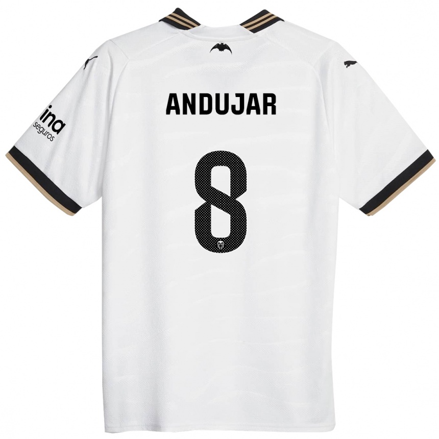 Herren Fußball Candela Andujar #8 Weiß Heimtrikot Trikot 2023/24 T-Shirt Luxemburg