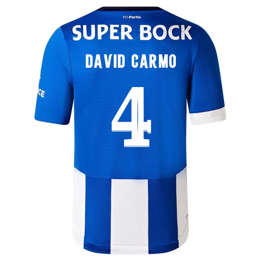 Herren Fußball David Carmo #4 Blau Weiss Heimtrikot Trikot 2023/24 T-Shirt Luxemburg