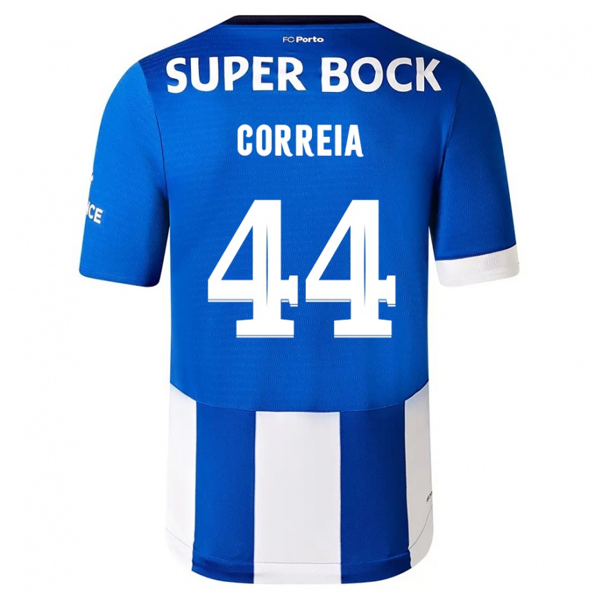 Herren Fußball Romain Correia #44 Blau Weiss Heimtrikot Trikot 2023/24 T-Shirt Luxemburg