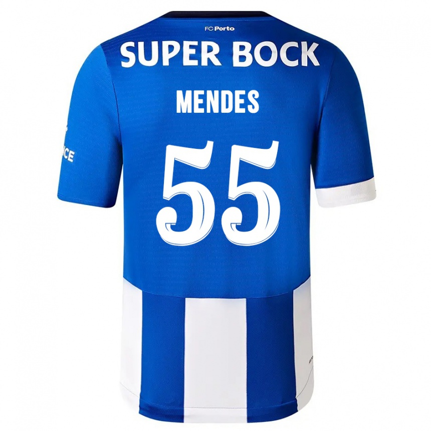 Herren Fußball João Mendes #55 Blau Weiss Heimtrikot Trikot 2023/24 T-Shirt Luxemburg