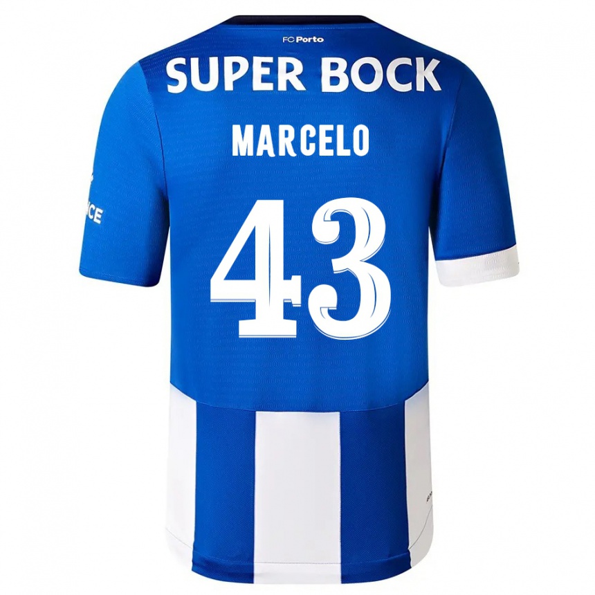 Herren Fußball Joao Marcelo #43 Blau Weiss Heimtrikot Trikot 2023/24 T-Shirt Luxemburg