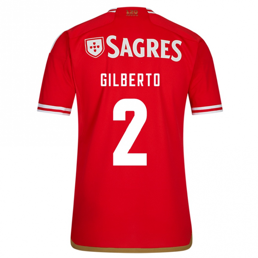Herren Fußball Gilberto #2 Rot Heimtrikot Trikot 2023/24 T-Shirt Luxemburg