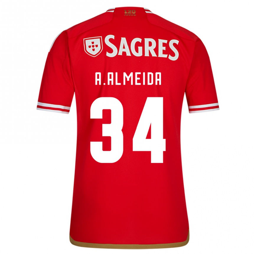 Herren Fußball Andre Almeida #34 Rot Heimtrikot Trikot 2023/24 T-Shirt Luxemburg